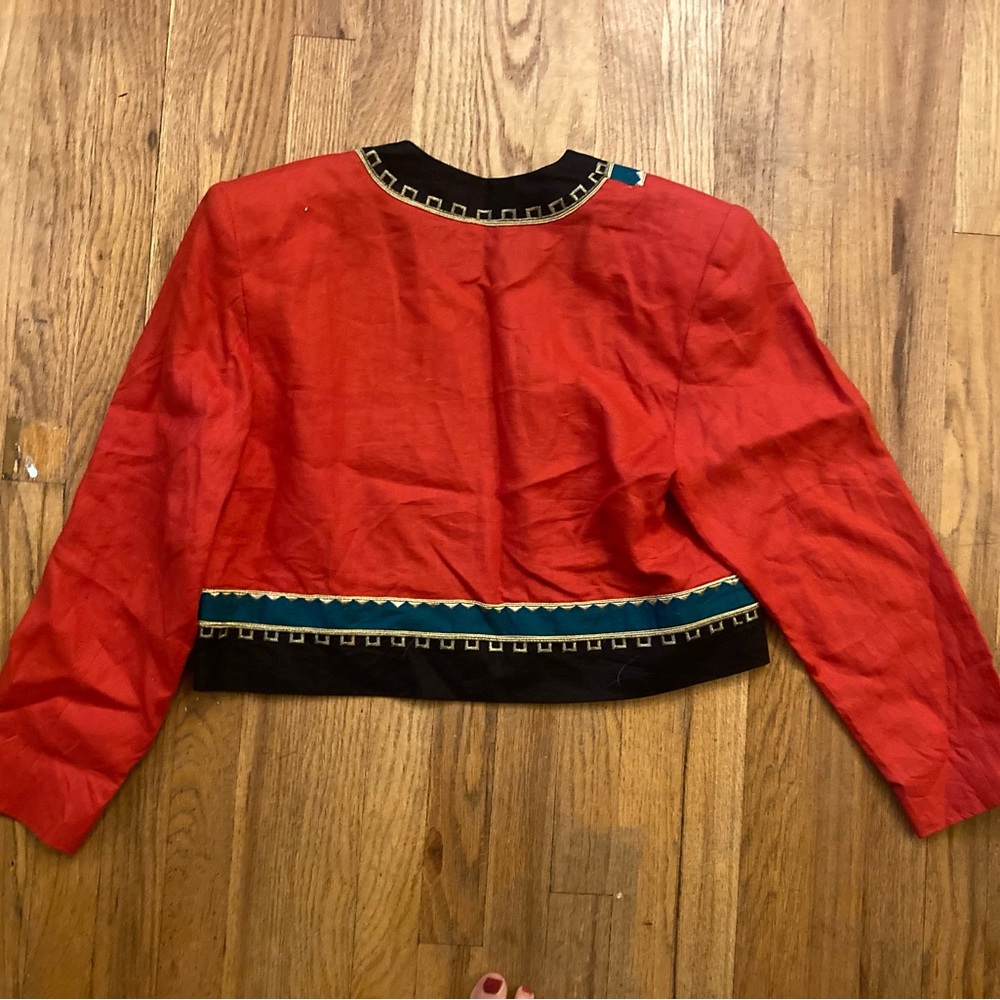 Vintage Ellen Tracy Black And Red Bolero Jacket Size … Gem
